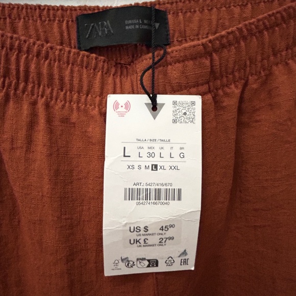 Zara Women's Terracotta Wide Leg Pants - Picture 2 of 8
